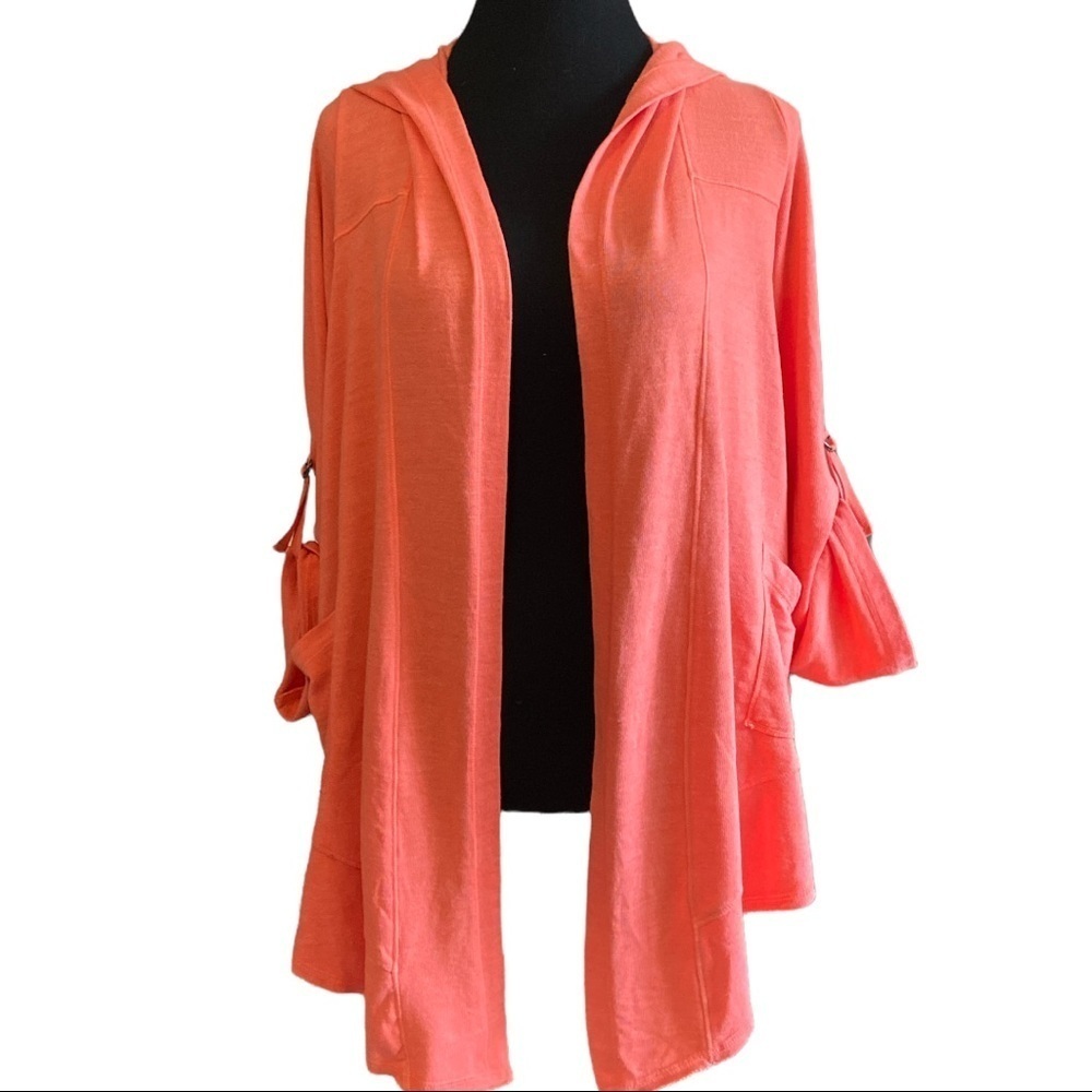 ❤️SPLENDID TANGERINE ROLL TAB SLEEVE KNIT CARDIGAN